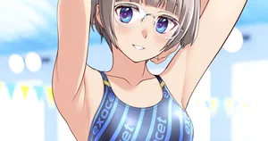 [たかふみ] 文字柄ストライプ競泳ちゃん