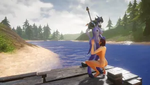 World Of Warcraft Futa Dickgirl Gets A Blowjob By The Sea