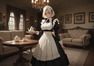 [TrashGer] White hair maid MMF Threesome groupsex [AI Generated]