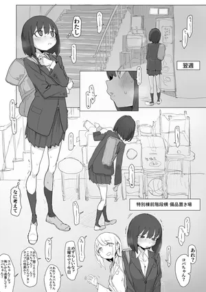 [あっくす] 階段わきで露出オナの練習してたら友達が来てピンチのルナちゃん
