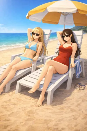 Bella and Emma beach moment